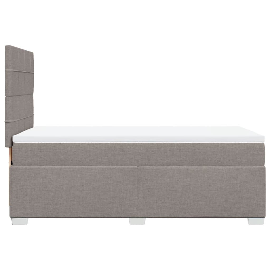 vidaXL Łóżko kontynentalne z materacem, taupe, tkanina, 90x190 cm
