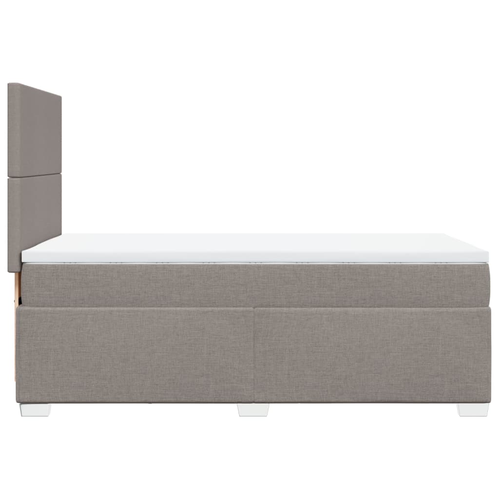 vidaXL Łóżko kontynentalne z materacem, taupe, tkanina, 90x200 cm