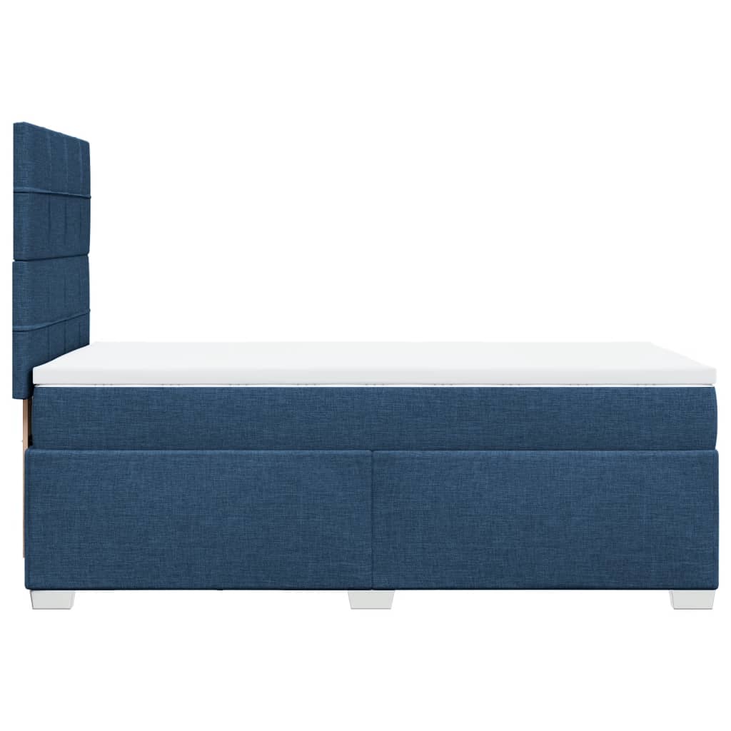 vidaXL Łóżko kontynentalne z materacem, niebieskie, tkanina 100x200 cm