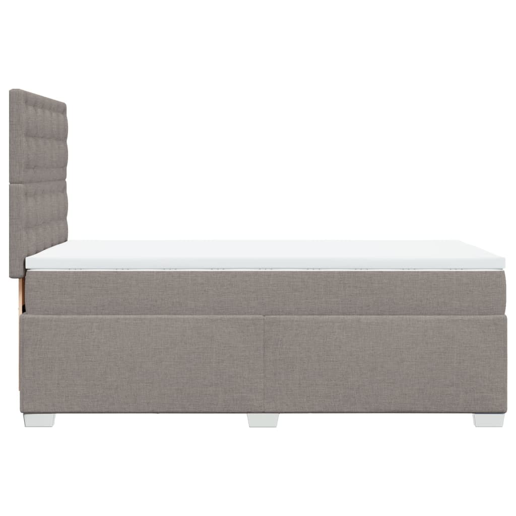 vidaXL Łóżko kontynentalne z materacem, taupe, tkanina, 100x200 cm