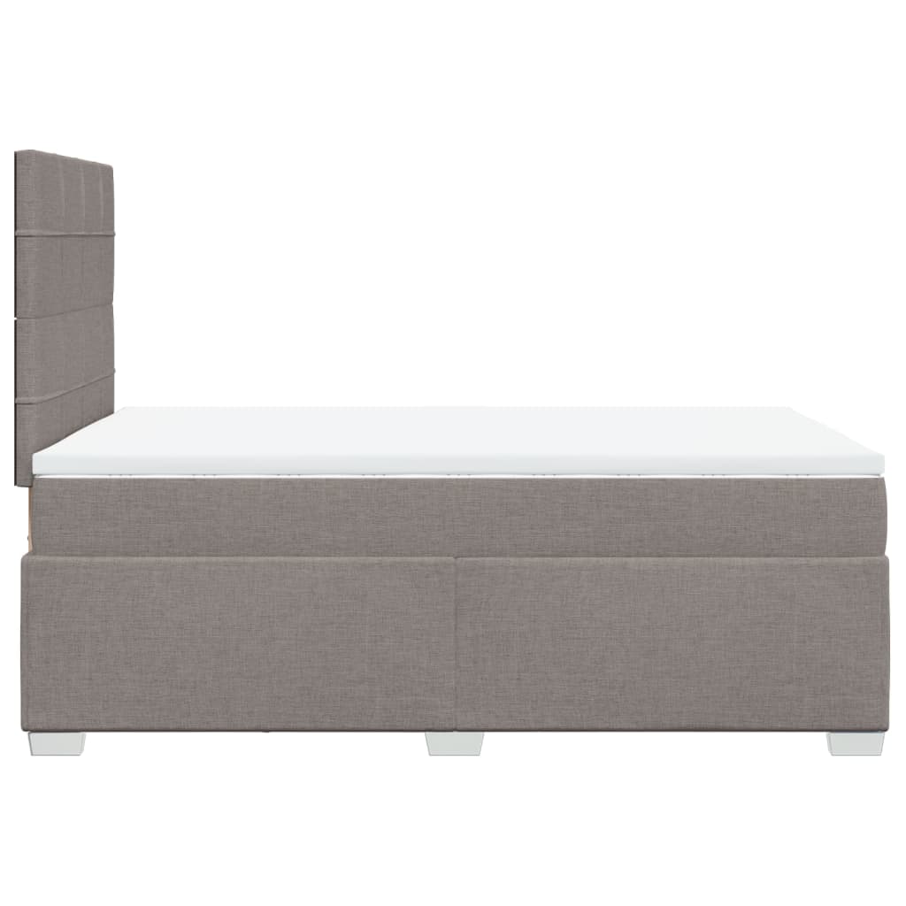 vidaXL Łóżko kontynentalne z materacem, taupe, 120x190 cm, tkanina