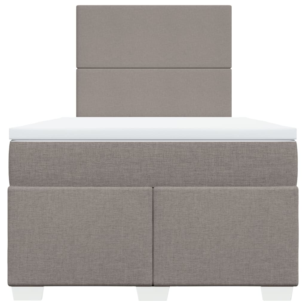 vidaXL Łóżko kontynentalne z materacem, taupe, tkanina, 120x200 cm