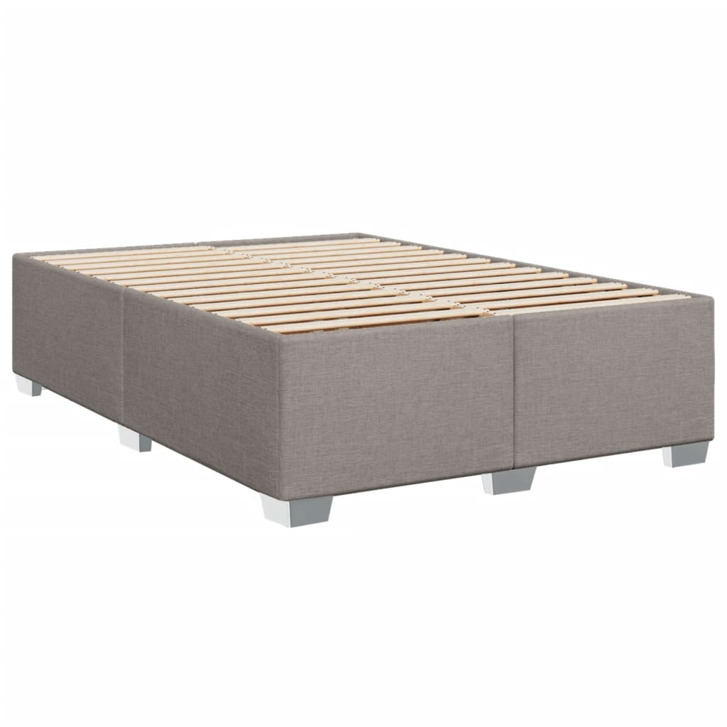 vidaXL Łóżko kontynentalne z materacem, taupe, tkanina, 140x190 cm