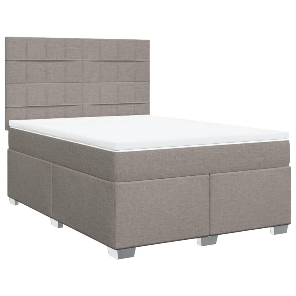 vidaXL Łóżko kontynentalne z materacem, taupe, tkanina, 140x190 cm