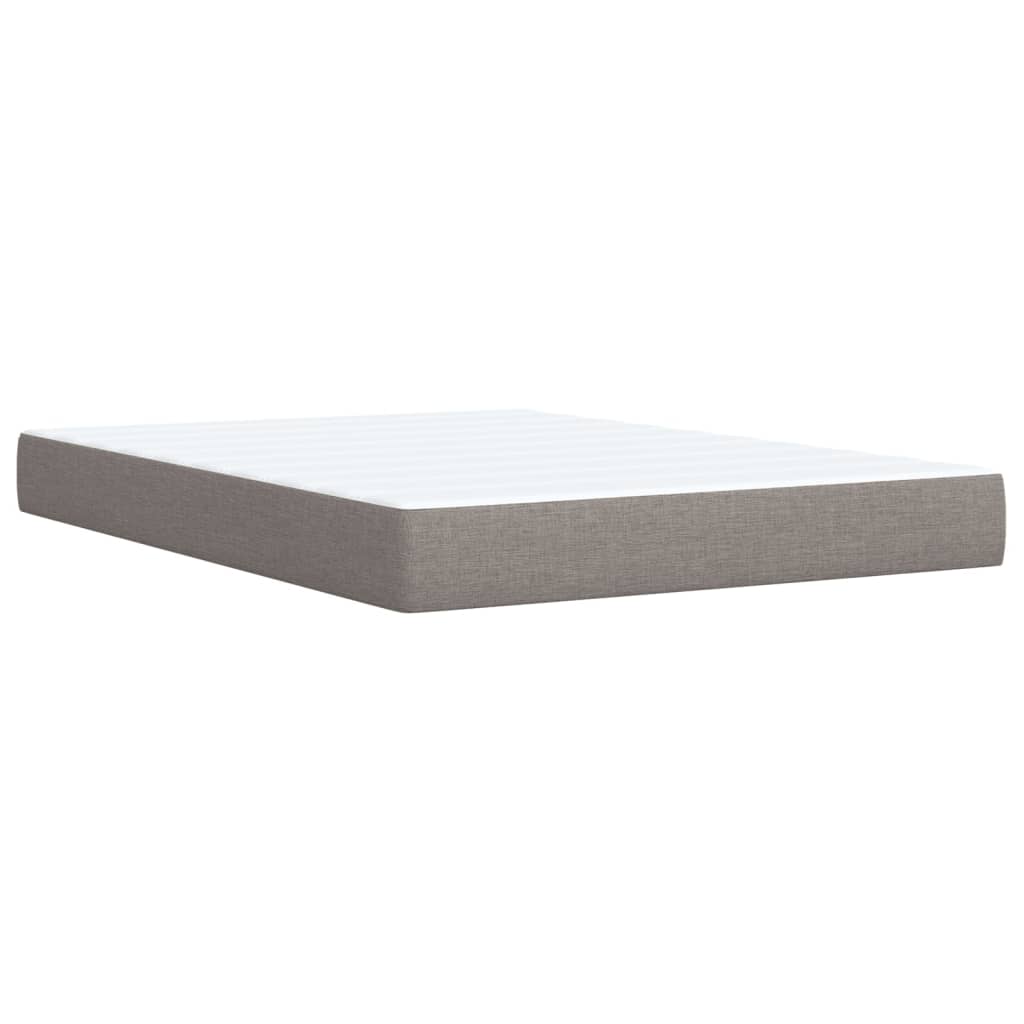 vidaXL Łóżko kontynentalne z materacem, taupe, tkanina, 140x190 cm