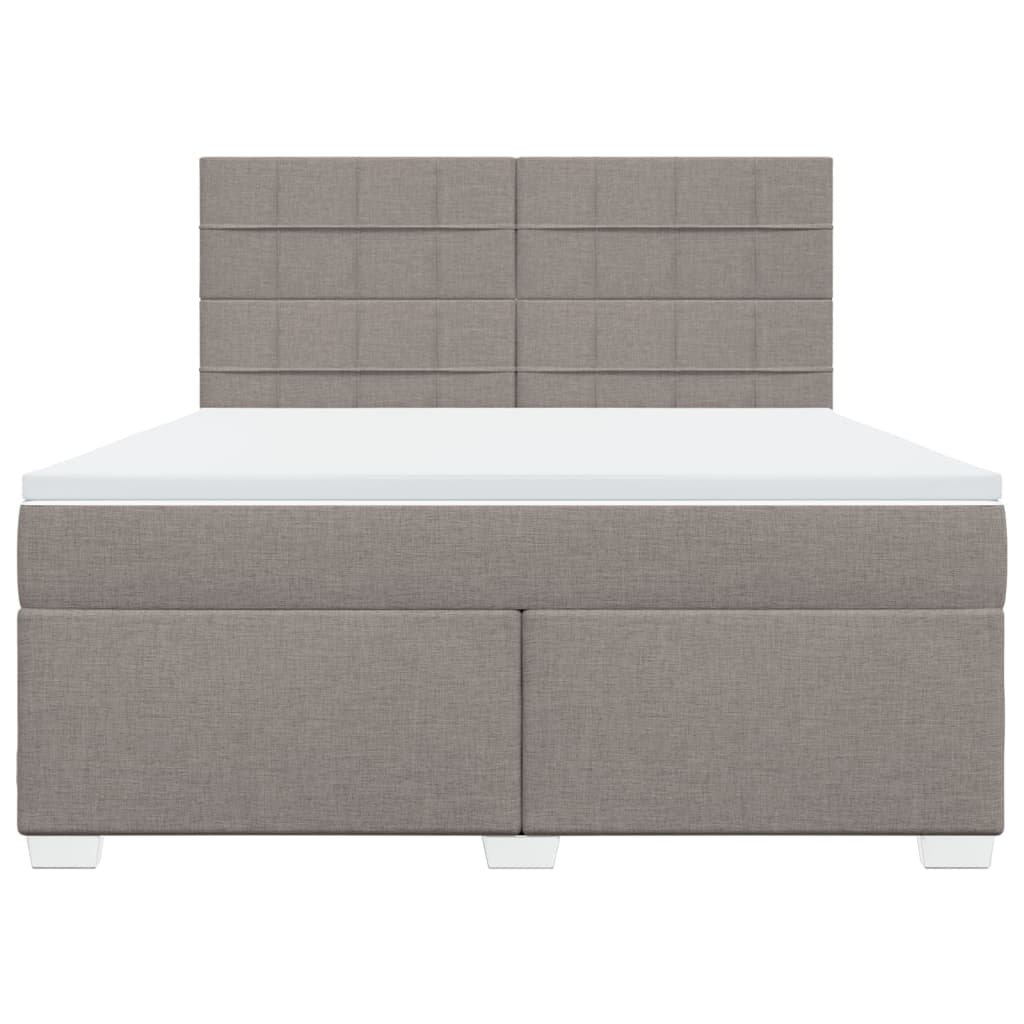 vidaXL Łóżko kontynentalne z materacem, taupe, tkanina, 180x200 cm