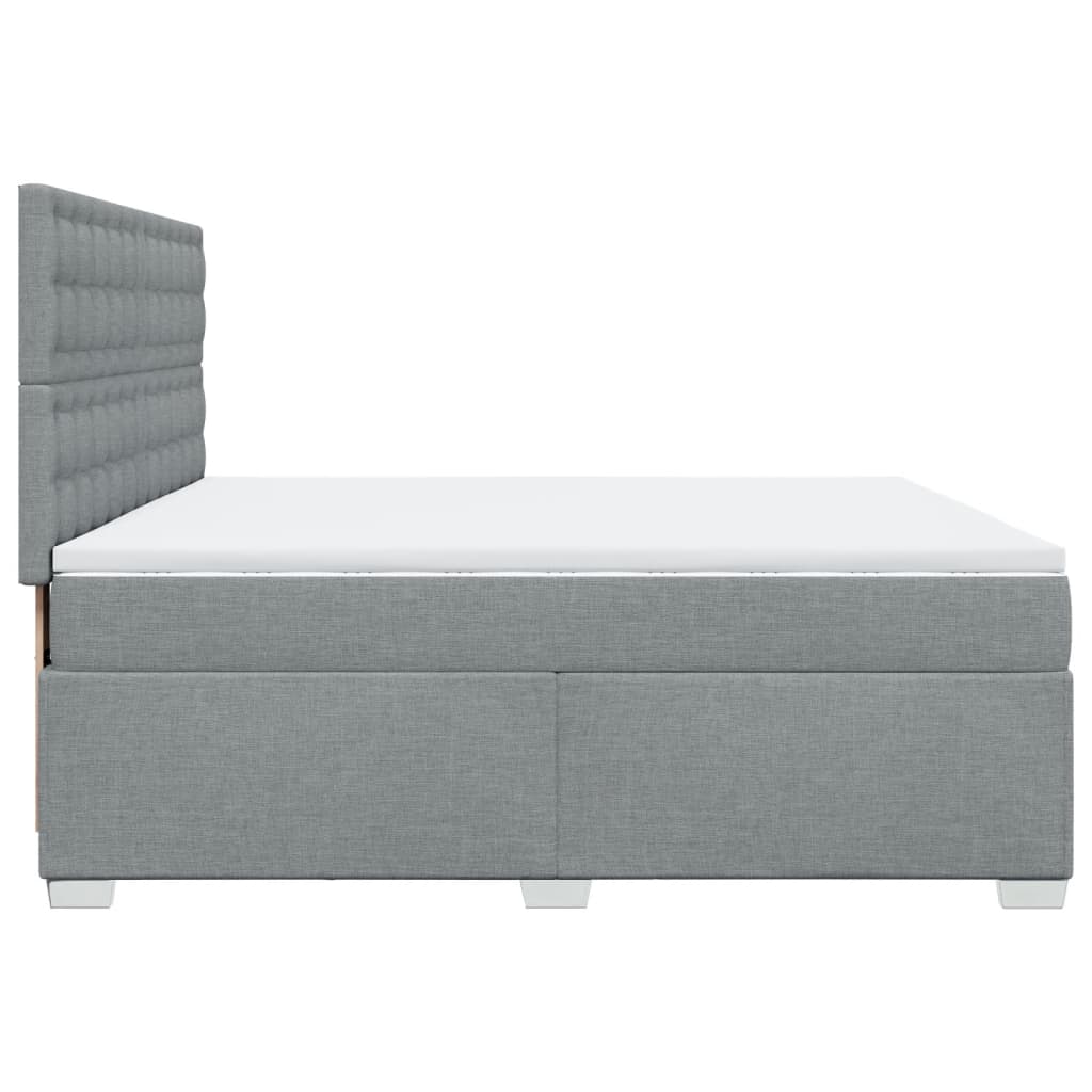 vidaXL Łóżko kontynentalne z materacem, jasnoszare, tkanina 200x200 cm