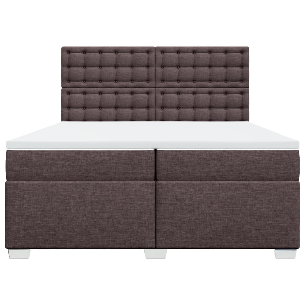 vidaXL Łóżko kontynentalne z materacem, brązowe, tkanina, 200x200 cm