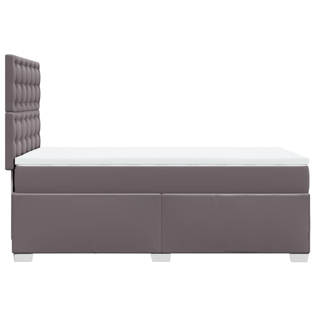 vidaXL Łóżko kontynentalne z materacem, szare, ekoskóra 90x190 cm
