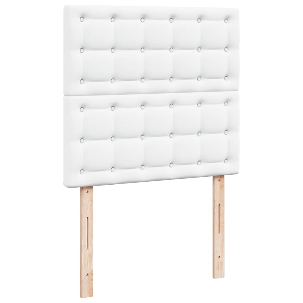 vidaXL Łóżko kontynentalne z materacem, białe, ekoskóra 90x200 cm