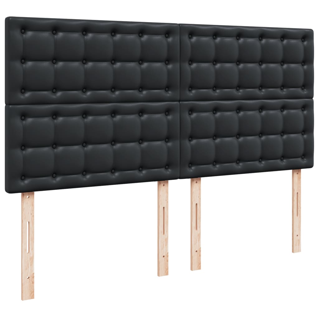 vidaXL Łóżko kontynentalne z materacem, czarne, ekoskóra 200x200 cm
