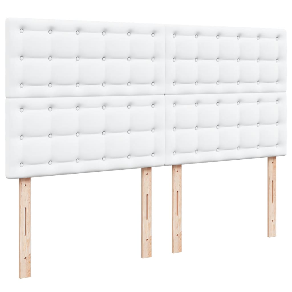 vidaXL Łóżko kontynentalne z materacem, białe, ekoskóra 200x200 cm