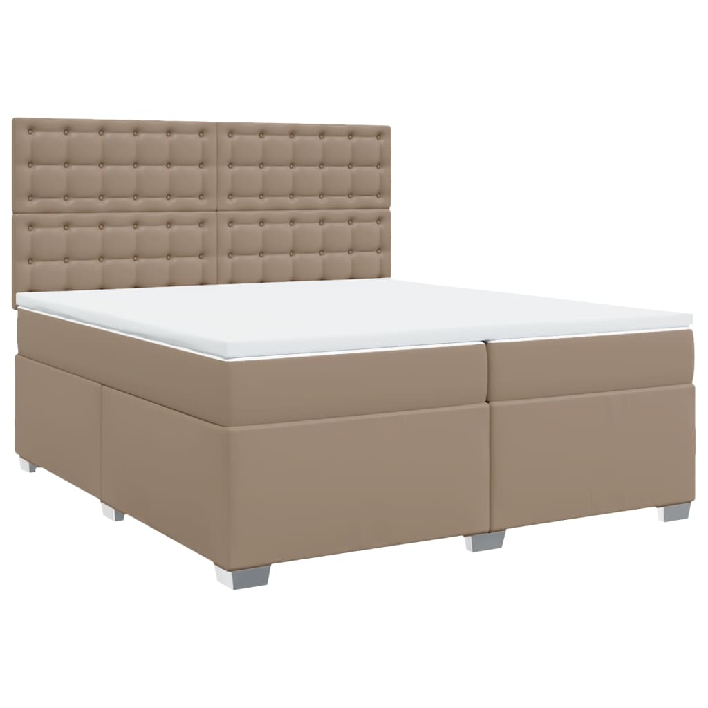 vidaXL Łóżko kontynentalne z materacem, cappuccino ekoskóra 200x200 cm