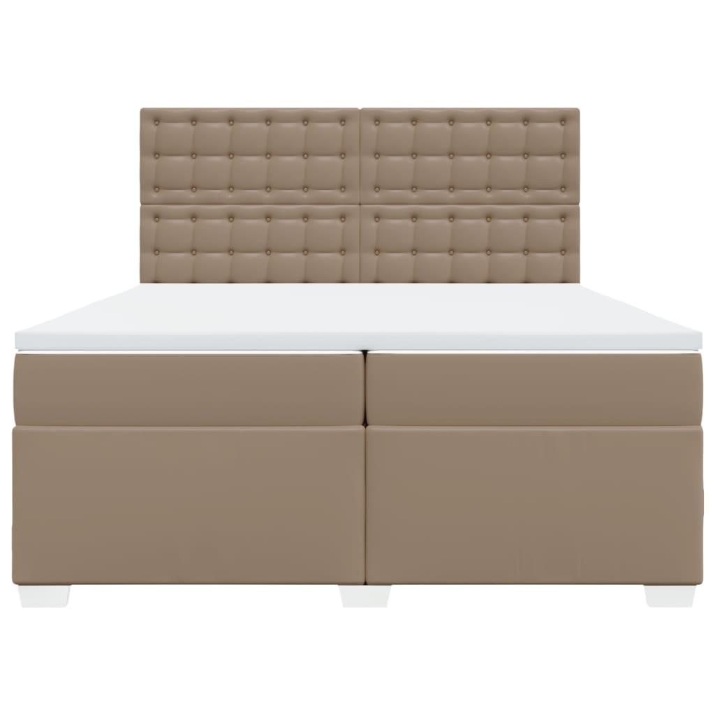 vidaXL Łóżko kontynentalne z materacem, cappuccino ekoskóra 200x200 cm