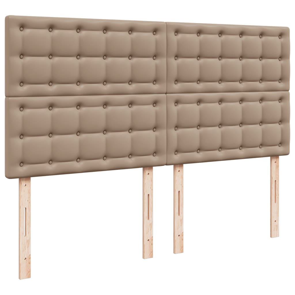 vidaXL Łóżko kontynentalne z materacem, cappuccino ekoskóra 200x200 cm