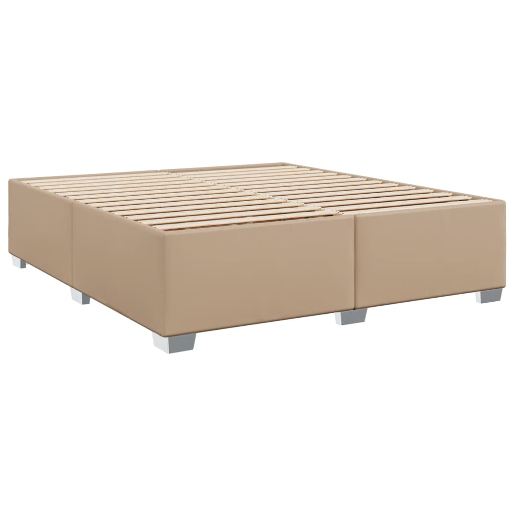 vidaXL Łóżko kontynentalne z materacem, cappuccino ekoskóra 200x200 cm