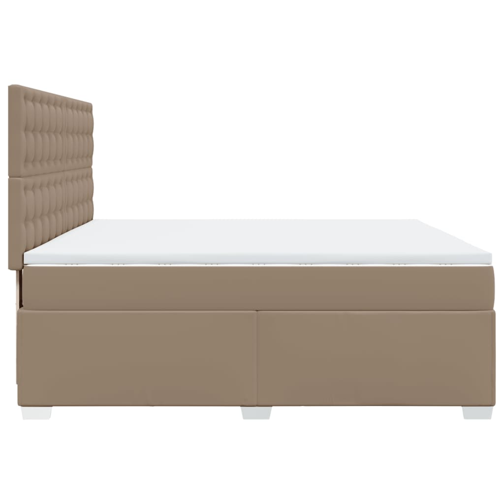 vidaXL Łóżko kontynentalne z materacem, cappuccino ekoskóra 200x200 cm