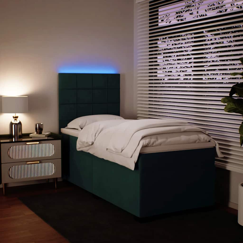 vidaXL Łóżko kontynentalne z materacem, zielone, aksamit, 80x200 cm