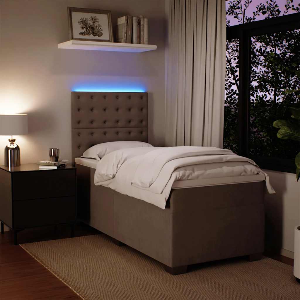 vidaXL Łóżko kontynentalne z materacem, jasnoszare, aksamit, 80x200 cm