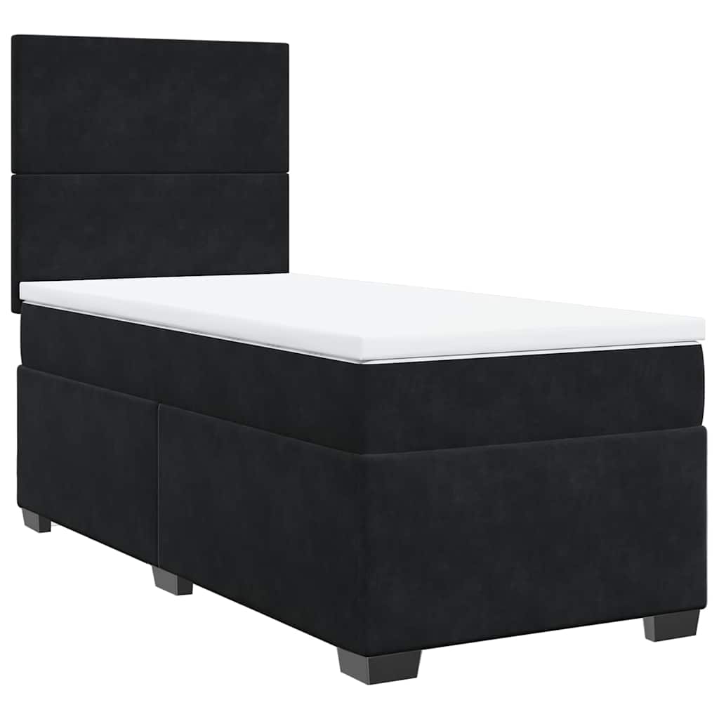 vidaXL Łóżko kontynentalne z materacem, czarne, aksamit 90x190 cm
