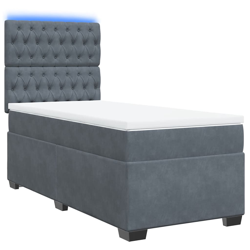 vidaXL Łóżko kontynentalne z materacem, ciemnoszary aksamit, 100x200cm
