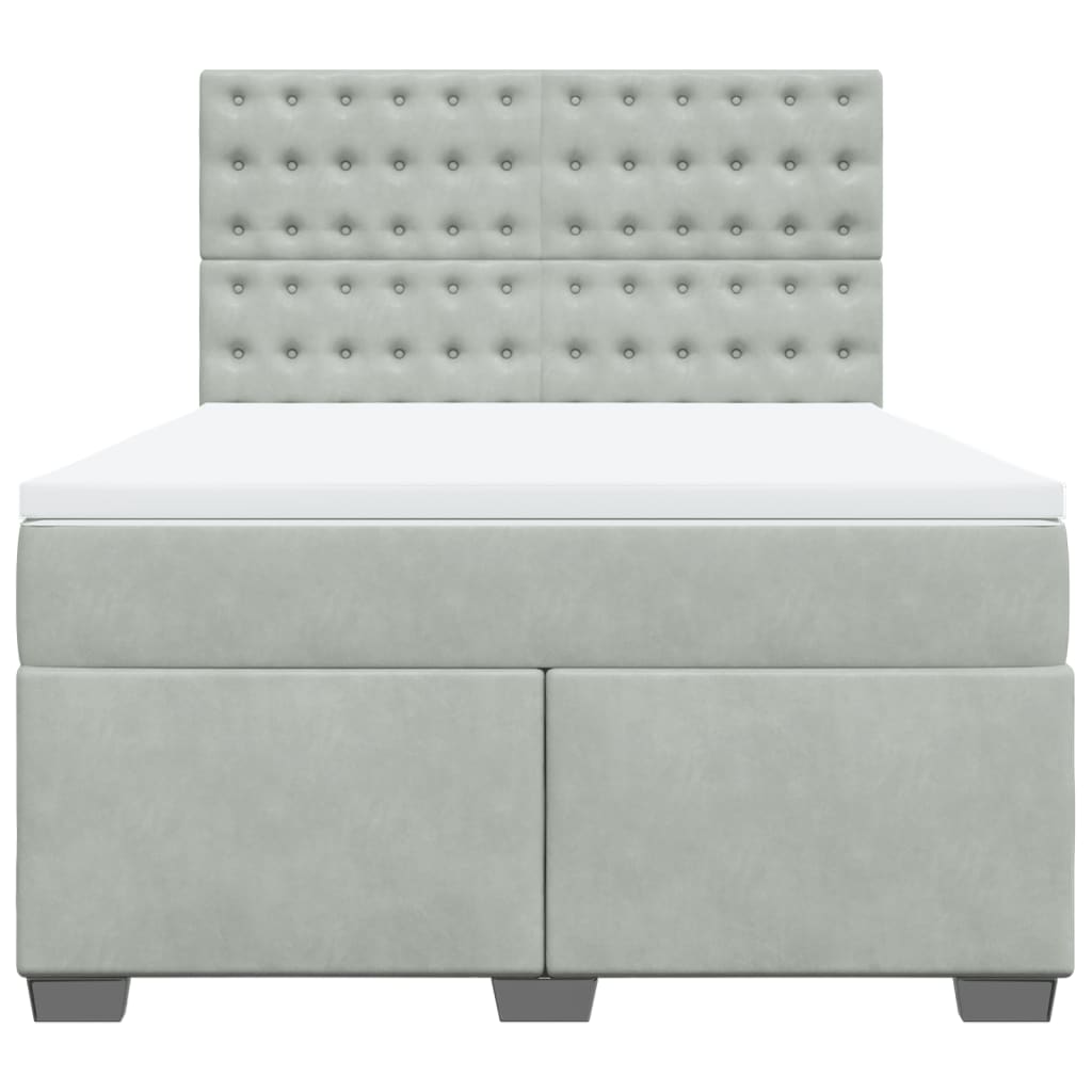 vidaXL Łóżko kontynentalne z materacem, jasnoszare, 140x190cm, aksamit