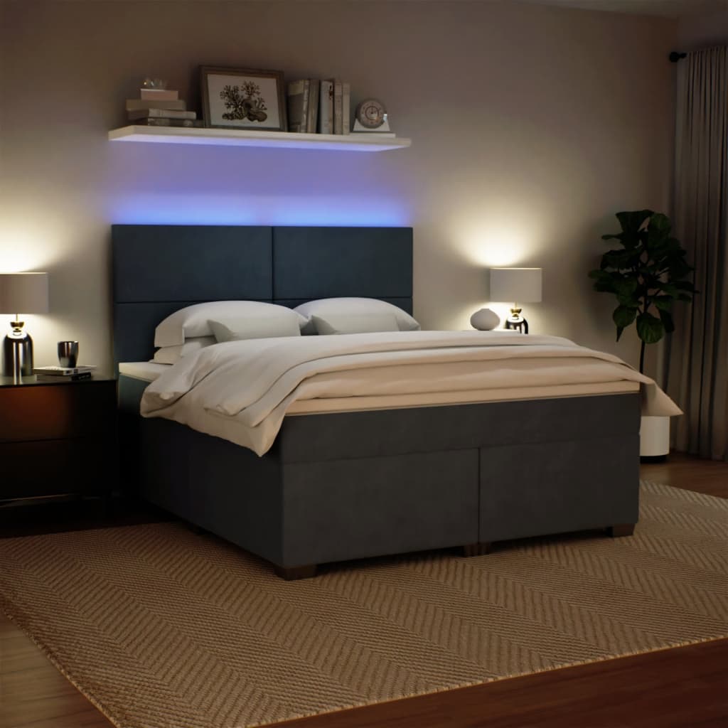 vidaXL Łóżko kontynentalne z materacem, ciemnoszare, 180x200cm aksamit