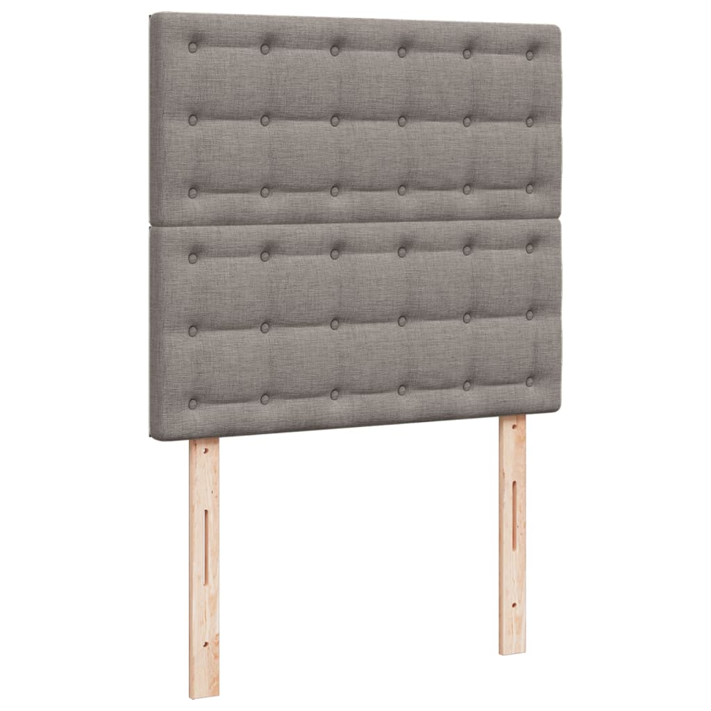 vidaXL Łóżko kontynentalne z materacem, taupe, tkanina, 90x190 cm