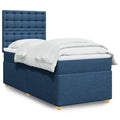 vidaXL Łóżko kontynentalne z materacem, niebieskie, tkanina 100x200 cm