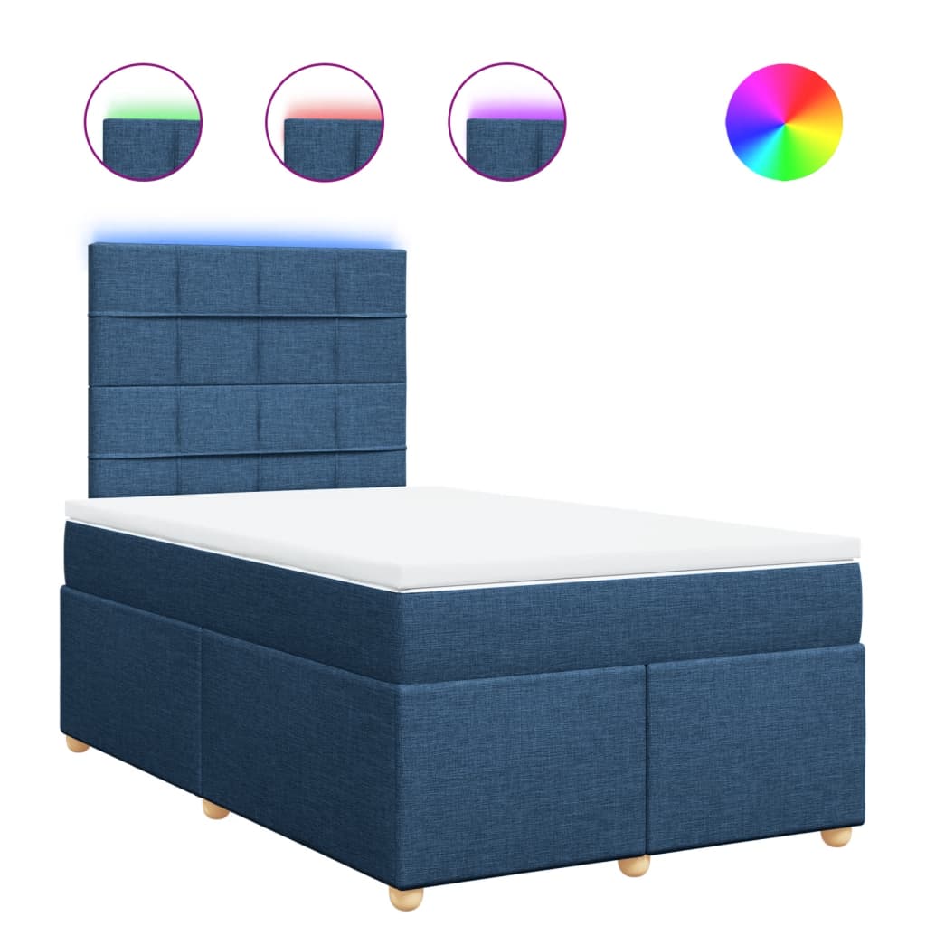 vidaXL Łóżko kontynentalne z materacem, niebieskie, 120x190cm, tkanina