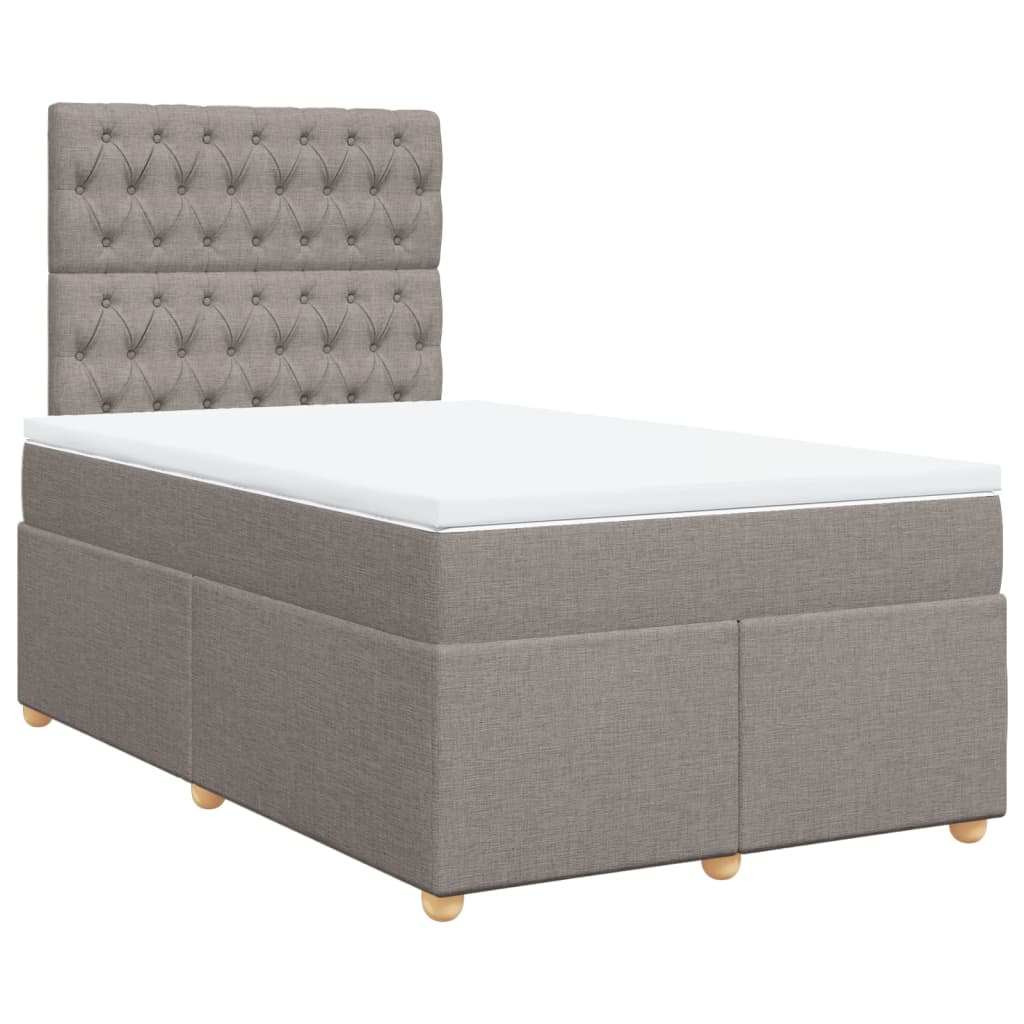 vidaXL Łóżko kontynentalne z materacem, taupe, 120x190 cm, tkanina