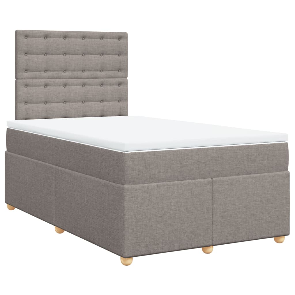 vidaXL Łóżko kontynentalne z materacem, taupe, 120x190 cm, tkanina