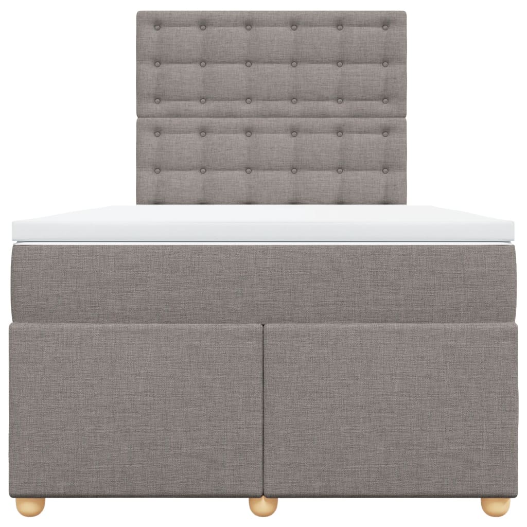 vidaXL Łóżko kontynentalne z materacem, taupe, 120x190 cm, tkanina