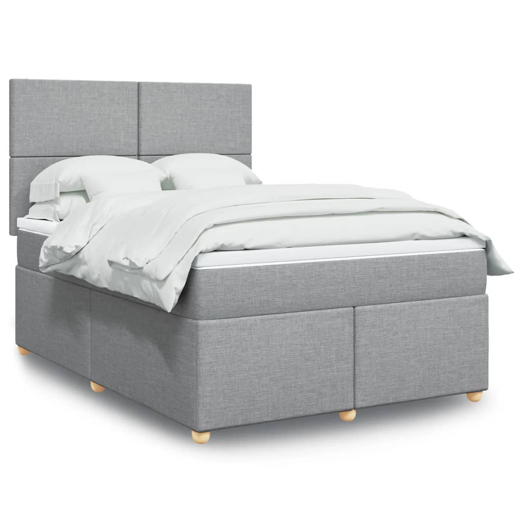 vidaXL Łóżko kontynentalne z materacem, jasnoszare, tkanina, 140x190cm