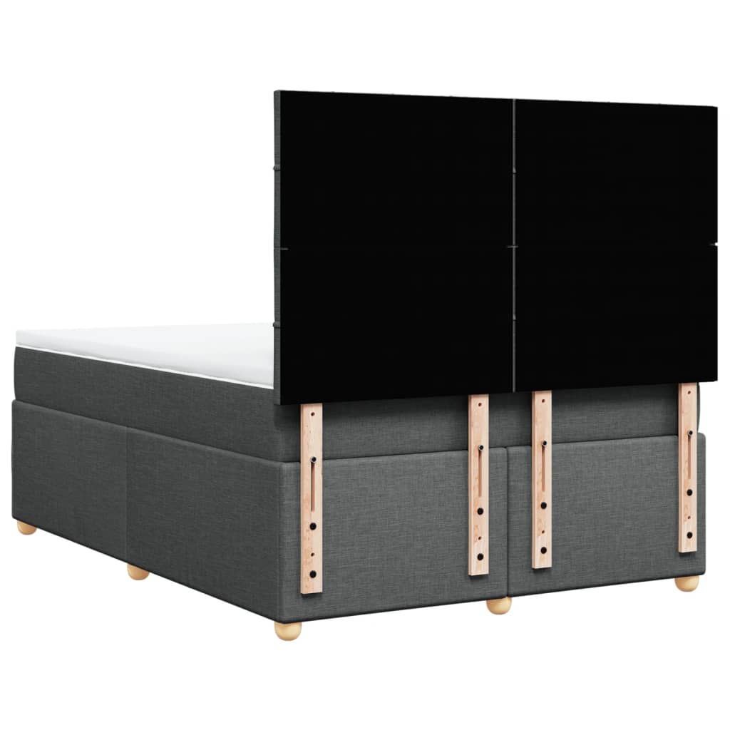 vidaXL Łóżko kontynentalne z materacem, ciemnoszara tkanina 140x190 cm