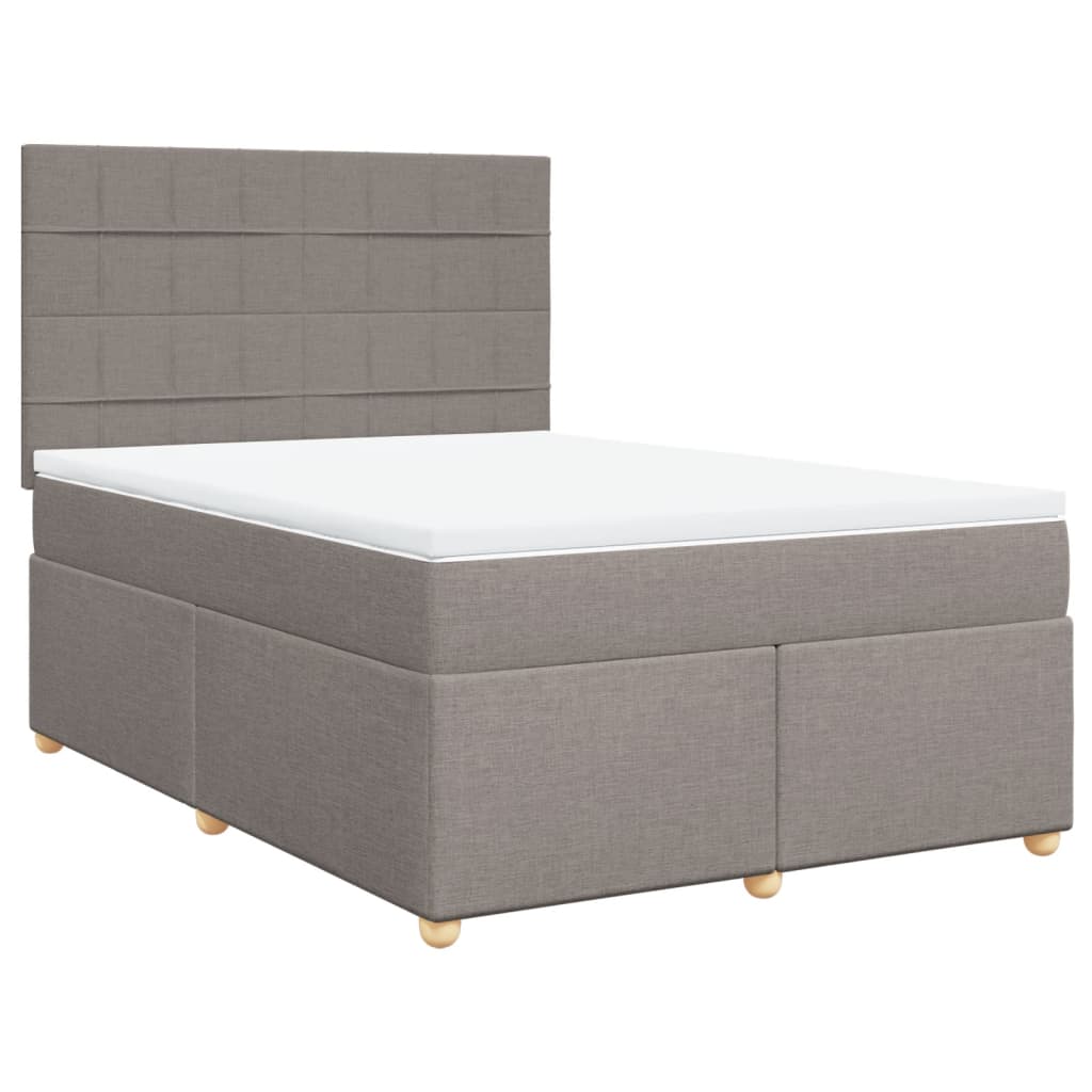 vidaXL Łóżko kontynentalne z materacem, taupe, tkanina, 140x190 cm