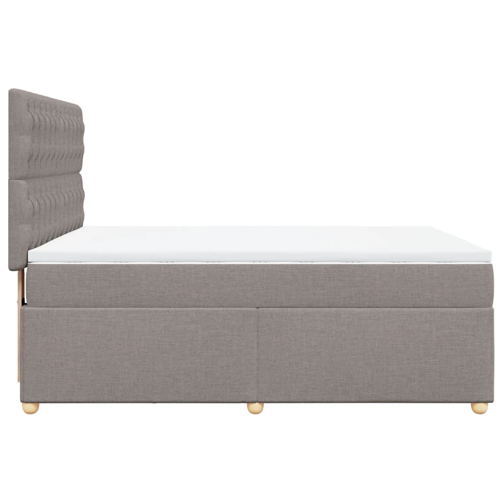 vidaXL Łóżko kontynentalne z materacem, taupe, tkanina, 140x190 cm