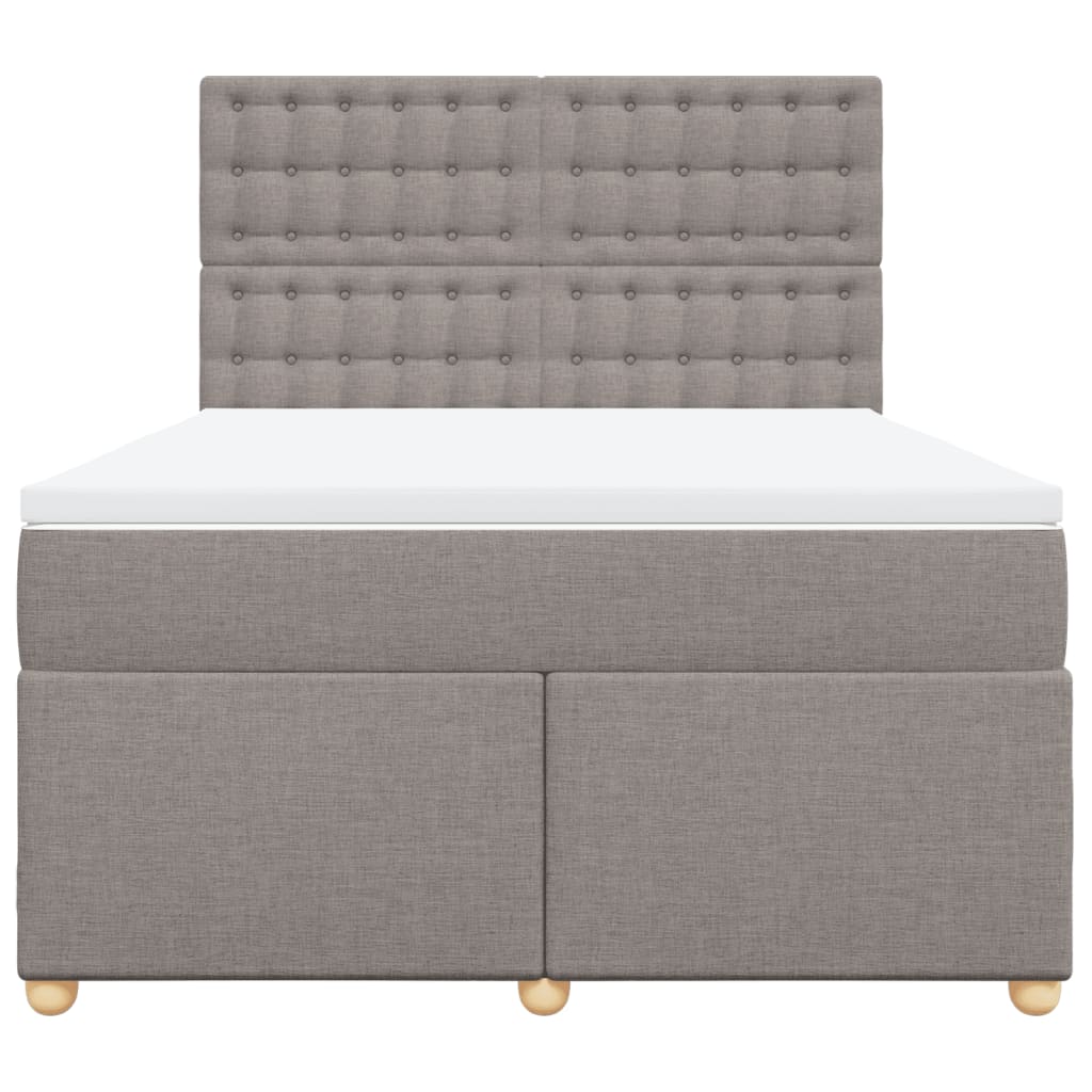 vidaXL Łóżko kontynentalne z materacem, taupe, tkanina, 140x190 cm
