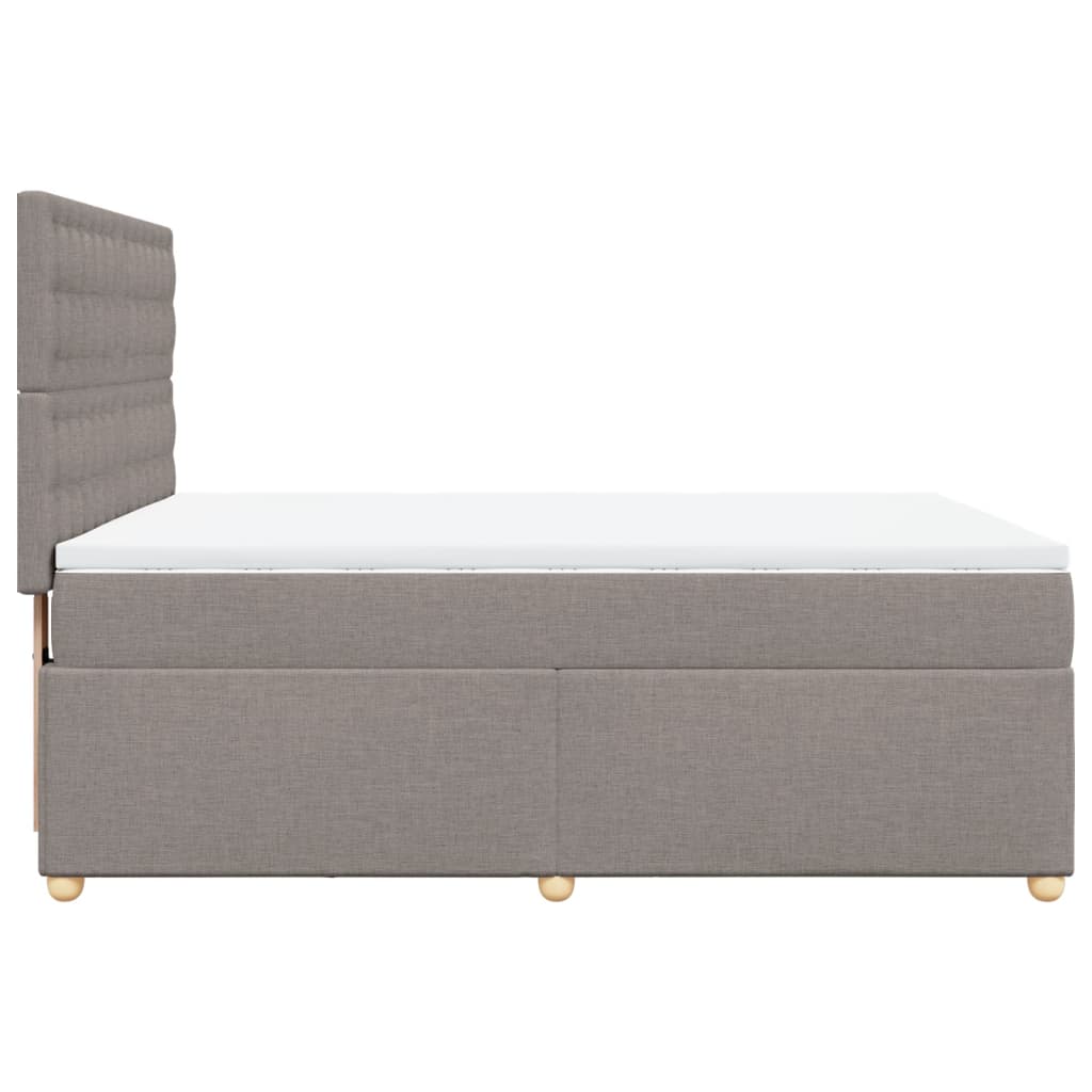 vidaXL Łóżko kontynentalne z materacem, taupe, tkanina, 140x190 cm