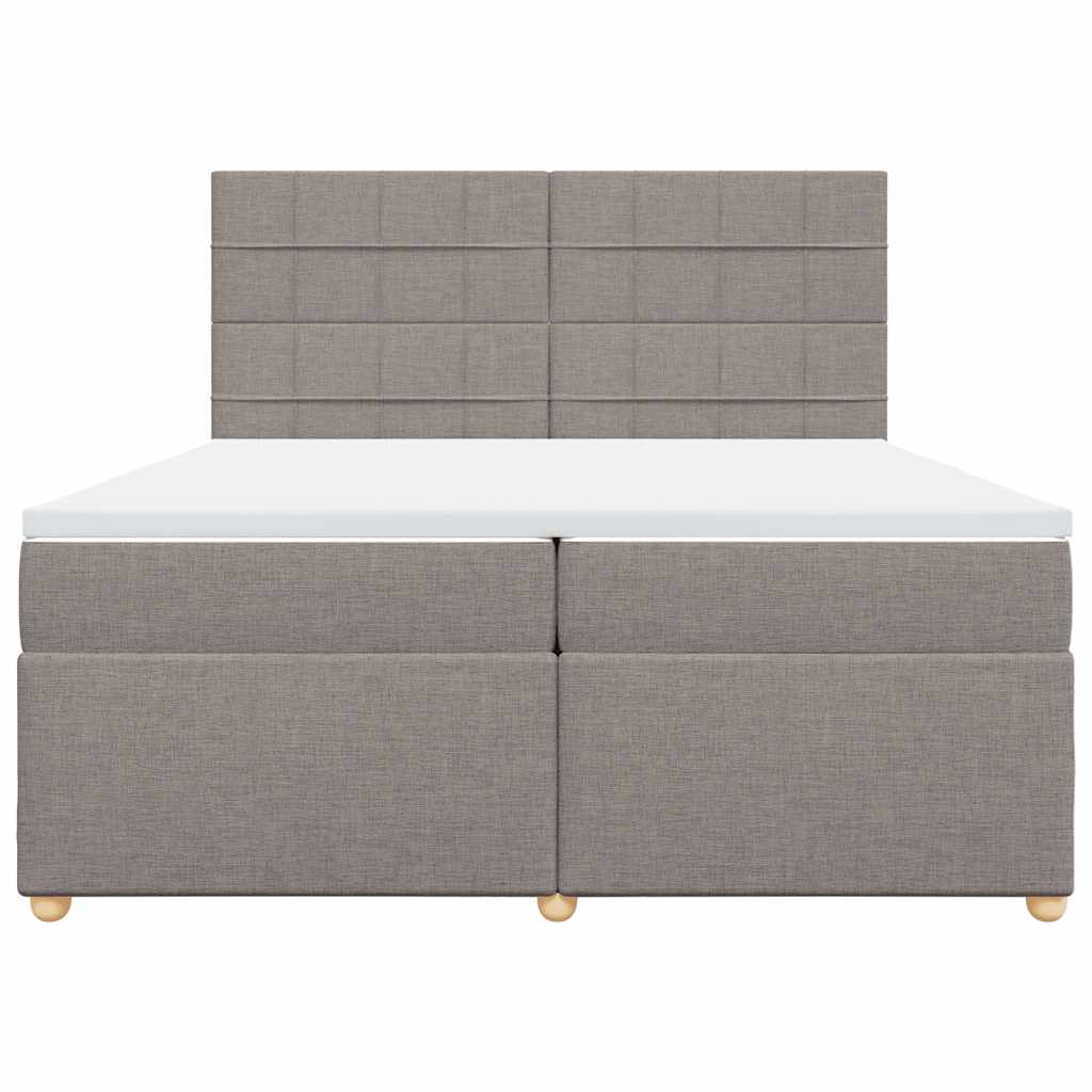 vidaXL Łóżko kontynentalne z materacem, taupe, tkanina, 200x200 cm