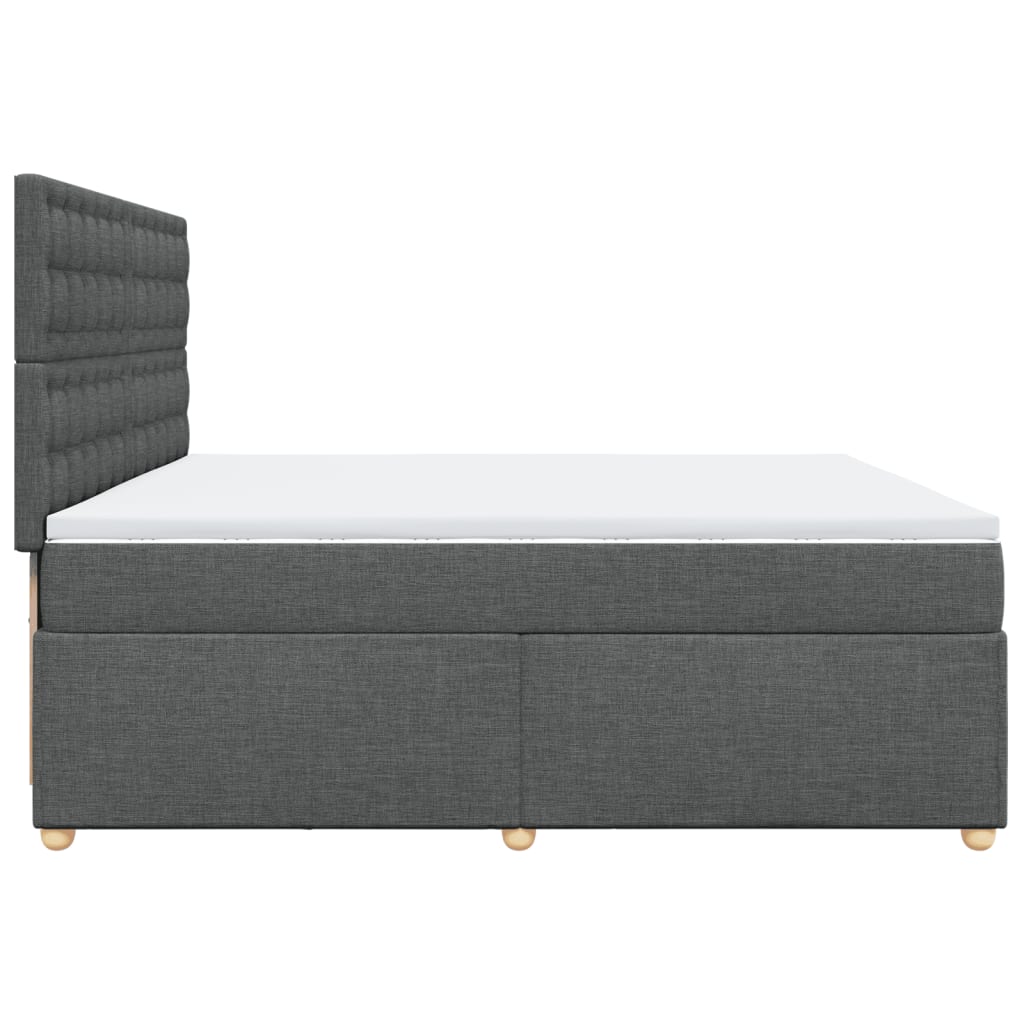 vidaXL Łóżko kontynentalne z materacem, ciemnoszara tkanina 200x200 cm