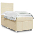 vidaXL Łóżko kontynentalne z materacem, kremowe, tkanina, 80x200 cm