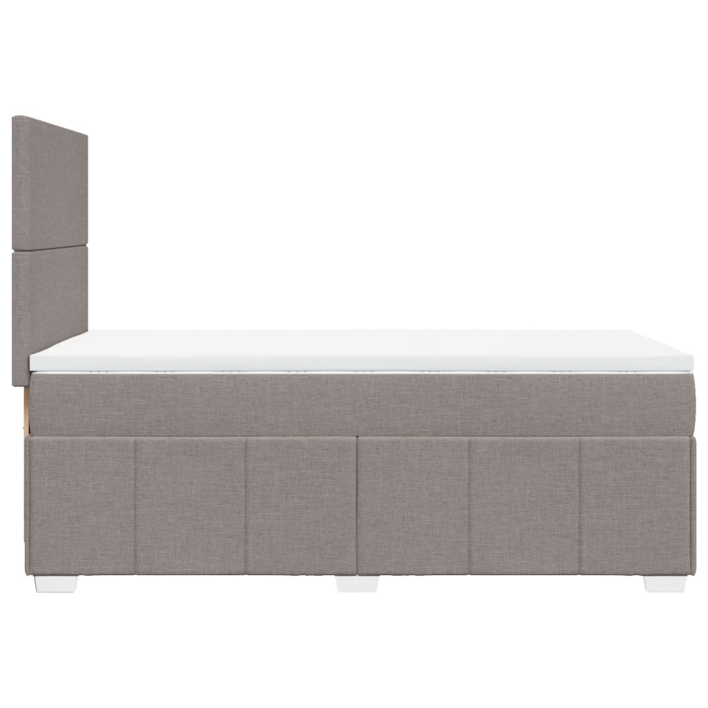 vidaXL Łóżko kontynentalne z materacem, taupe, tkanina, 90x200 cm