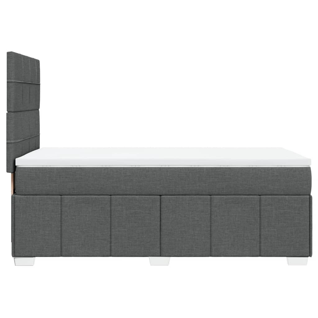 vidaXL Łóżko kontynentalne z materacem, ciemnoszara tkanina 90x200 cm