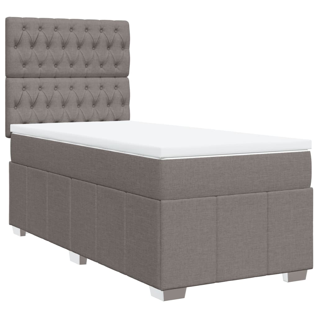 vidaXL Łóżko kontynentalne z materacem, taupe, tkanina, 90x200 cm