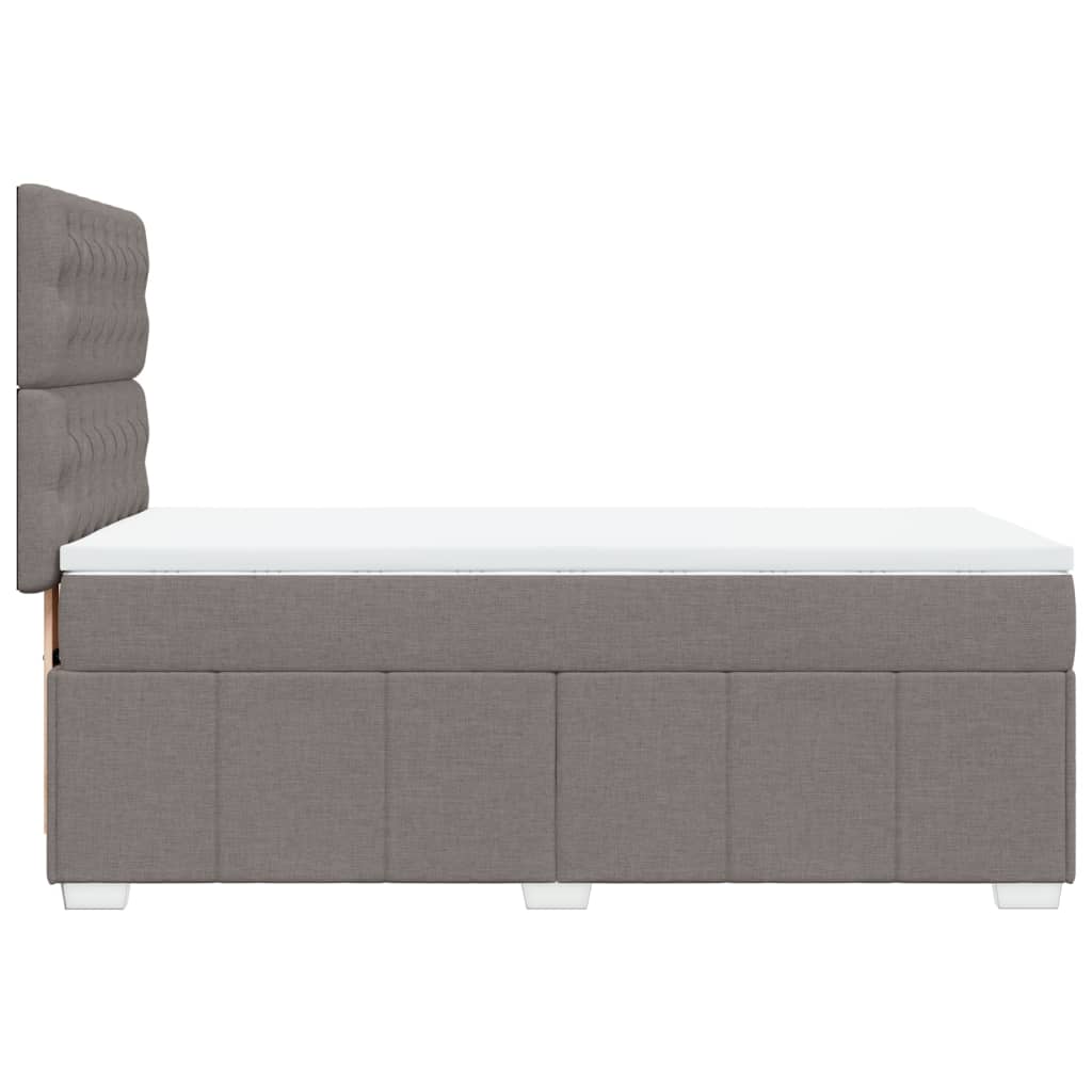 vidaXL Łóżko kontynentalne z materacem, taupe, tkanina, 90x200 cm