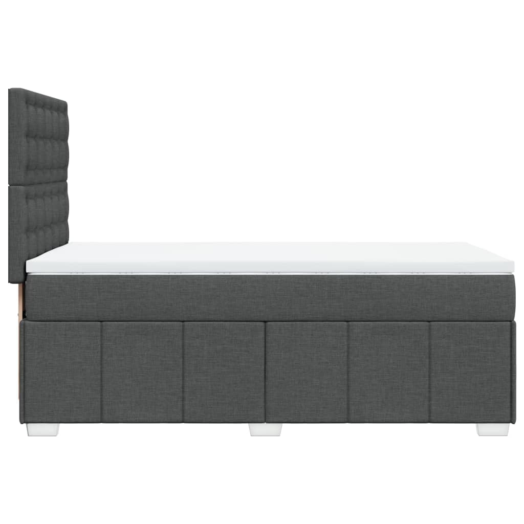 vidaXL Łóżko kontynentalne z materacem, ciemnoszara tkanina 90x200 cm
