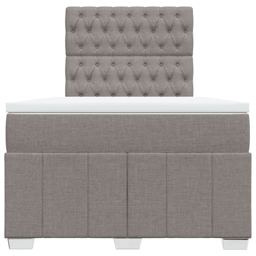 vidaXL Łóżko kontynentalne z materacem, taupe, 120x190 cm, tkanina