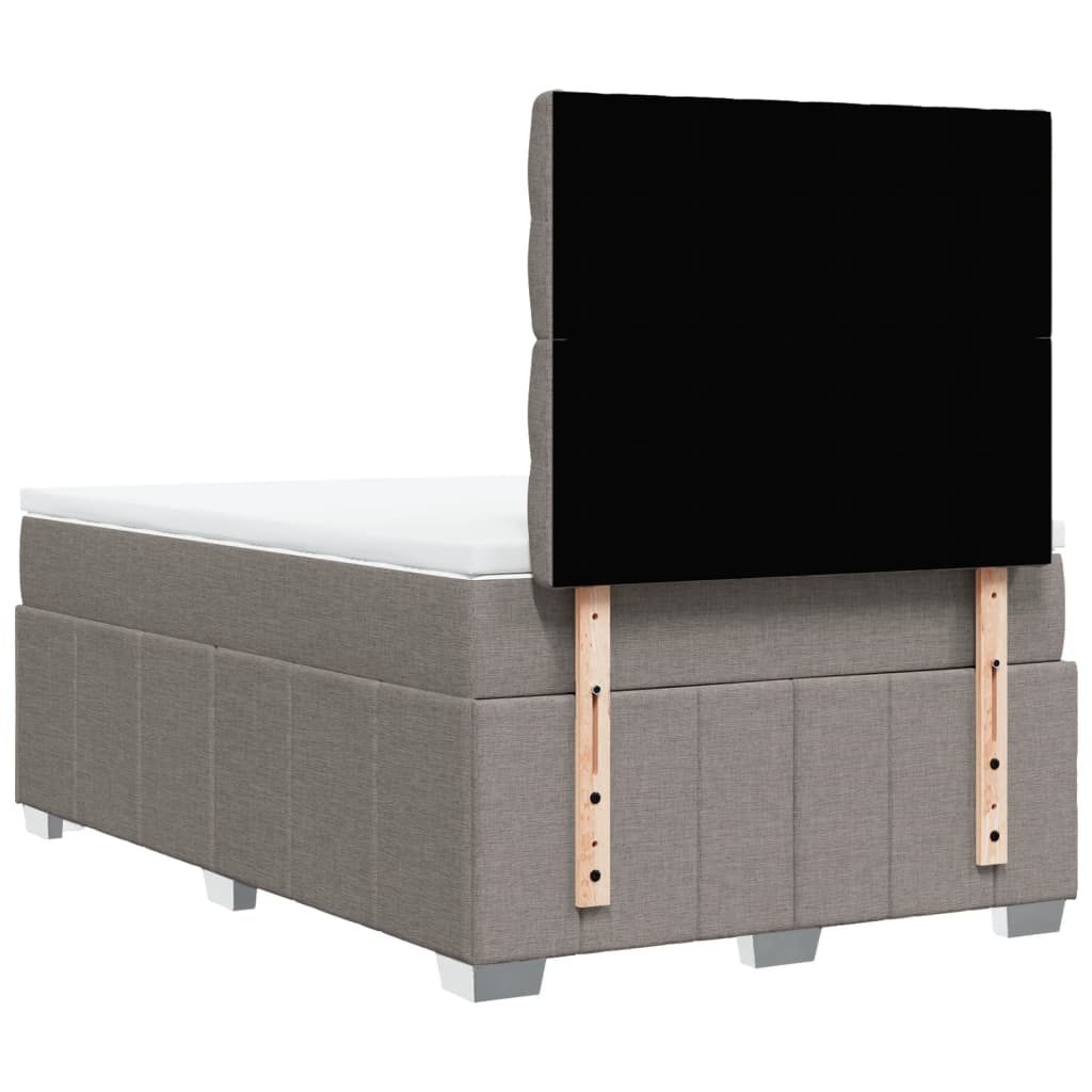 vidaXL Łóżko kontynentalne z materacem, taupe, 120x190 cm, tkanina
