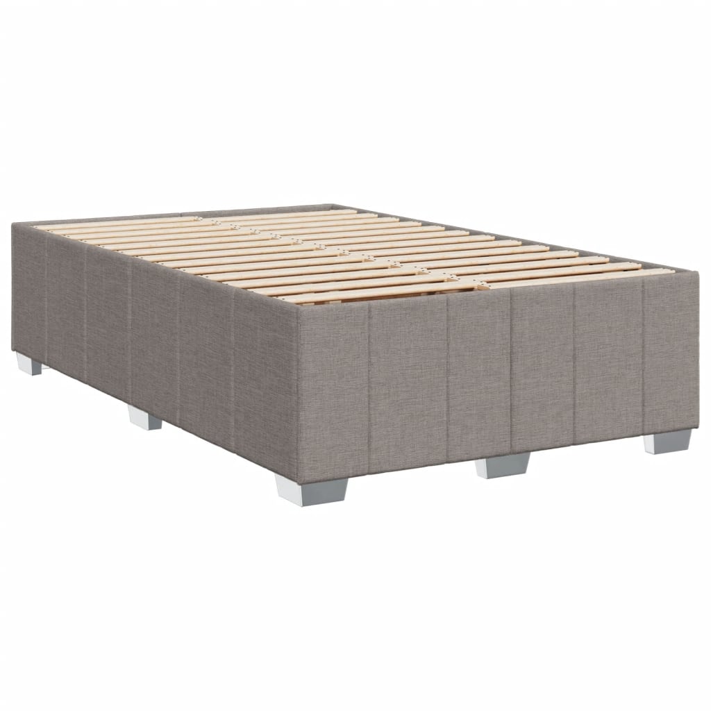 vidaXL Łóżko kontynentalne z materacem, taupe, 120x190 cm, tkanina